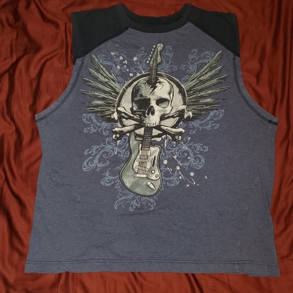 Men's Skull Graphic Muscle Tee in Blue - Picture 1 of 5